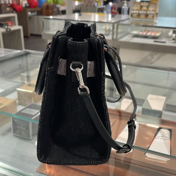 Michael Kors Hamilton Sm Logo Embossed Washed Denim Satchel Crossbody 
Black
NWT - Picture 14 of 16